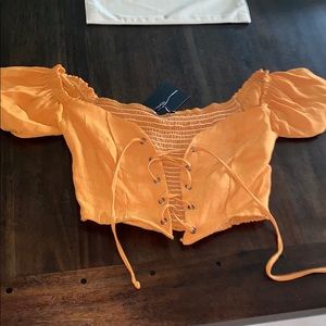 Off the shoulders mustard crop top